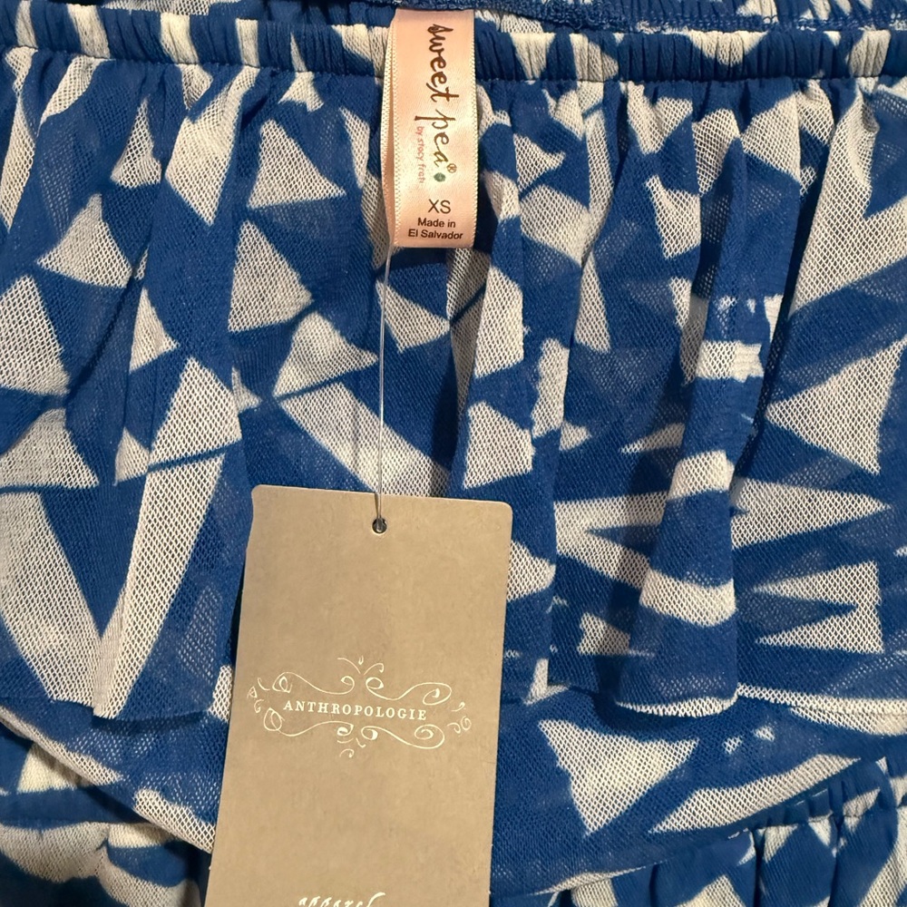 Anthropologie Blue and White Abstract Dress - Picture 3 of 9